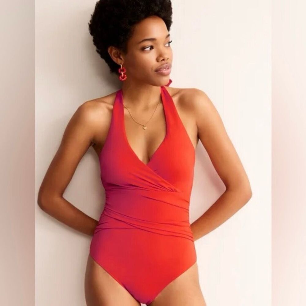 Boden Levanzo Halter Size 16-18 One Piece Swimsuit Fiesta Orange - Picture 12 of 13